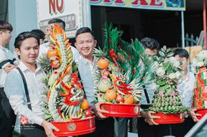 Mâm Quả  Cưới Hỏi - Gói 9 Quả Kết Tháp  Hoa Tươi 