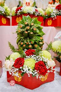  Mâm Quả Cưới Hỏi - Gói 6 Mâm Chay Kết Tháp Hoa Tươi 