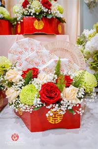  Mâm Quả Cưới Hỏi - Gói 6 Mâm Chay Kết Tháp Hoa Tươi 