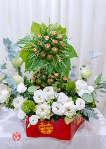 Mâm Quả  Cưới Hỏi - Gói 6 Quả Kết Tháp Rồng Phụng Hoa Tươi